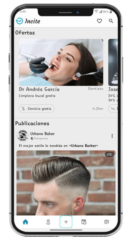 Telefono muestra de la aplicación